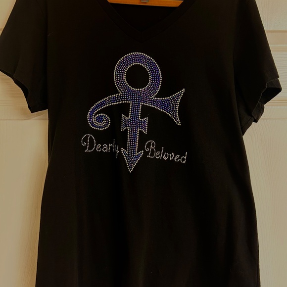 Prince Dearly Beloved Symbol Custom Rhinestone Tee XL - Picture 3 of 7